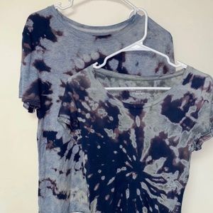 2 navy bleach-dyed shirts